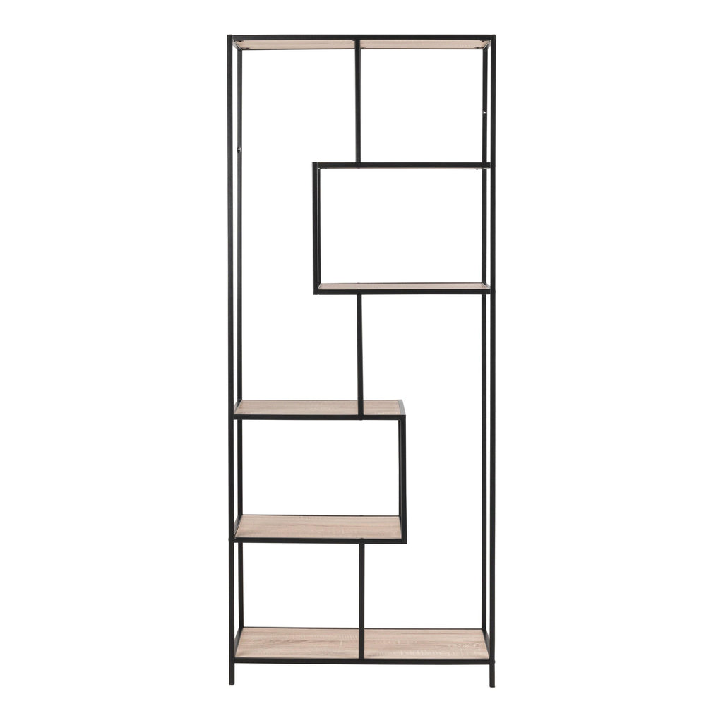 Seaford Tall Black Metal Bookcase with 5 Sonoma Oak Shelves - image 2