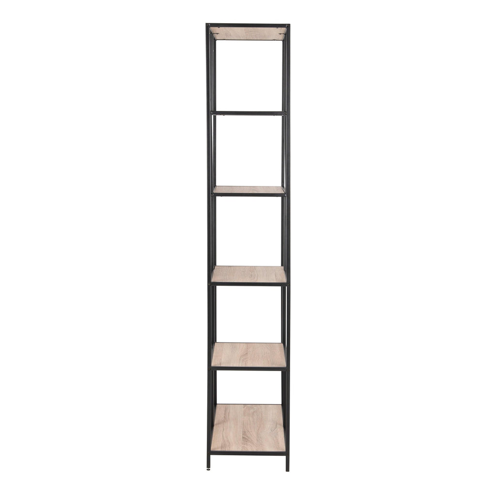Seaford Tall Black Metal Bookcase with 5 Sonoma Oak Shelves - image 3