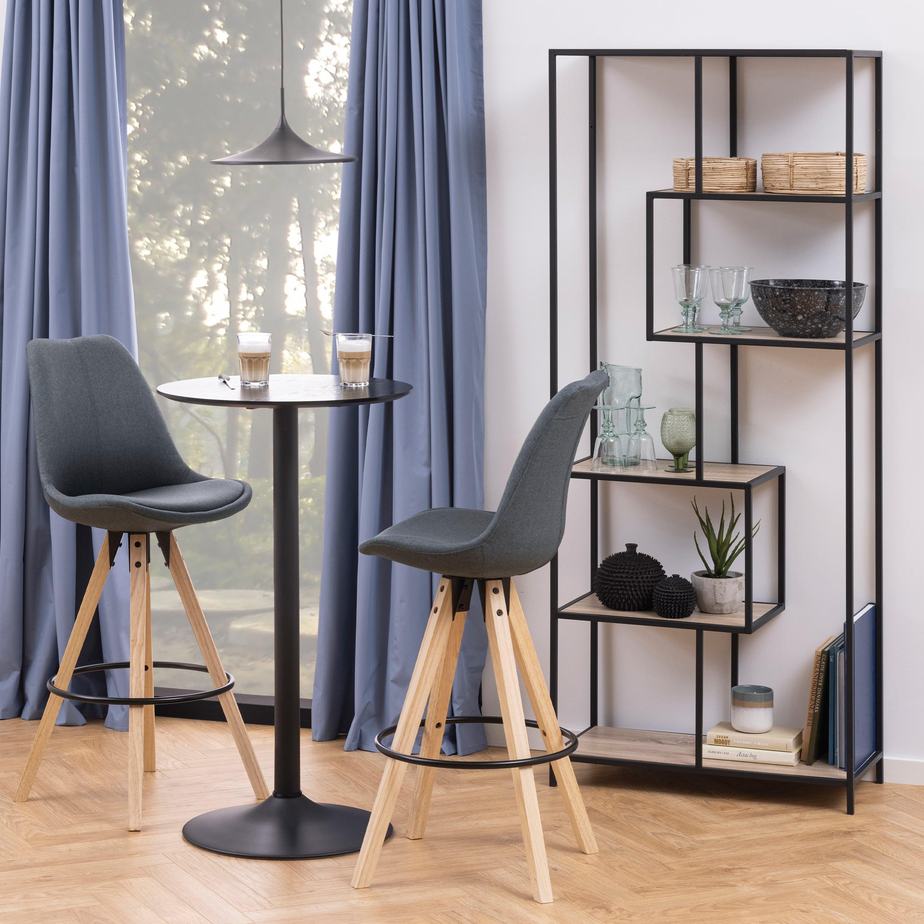 Seaford Tall Black Metal Bookcase with 5 Sonoma Oak Shelves - image 4