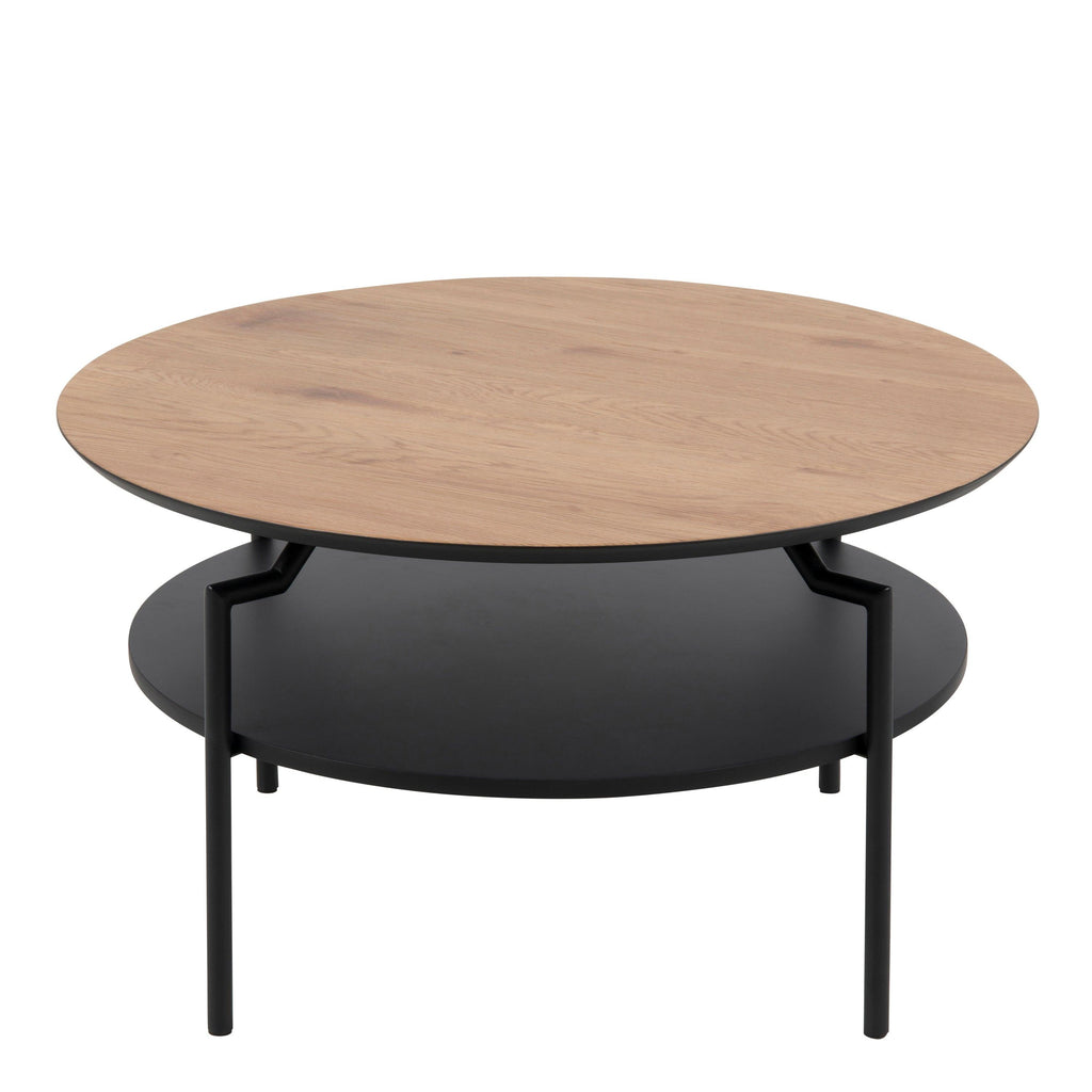 Goldington Round Coffee Table with Oak Top & Black Legs - image 2