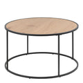 Seaford Black Metal Round Coffee Table with Oak Top - image 2