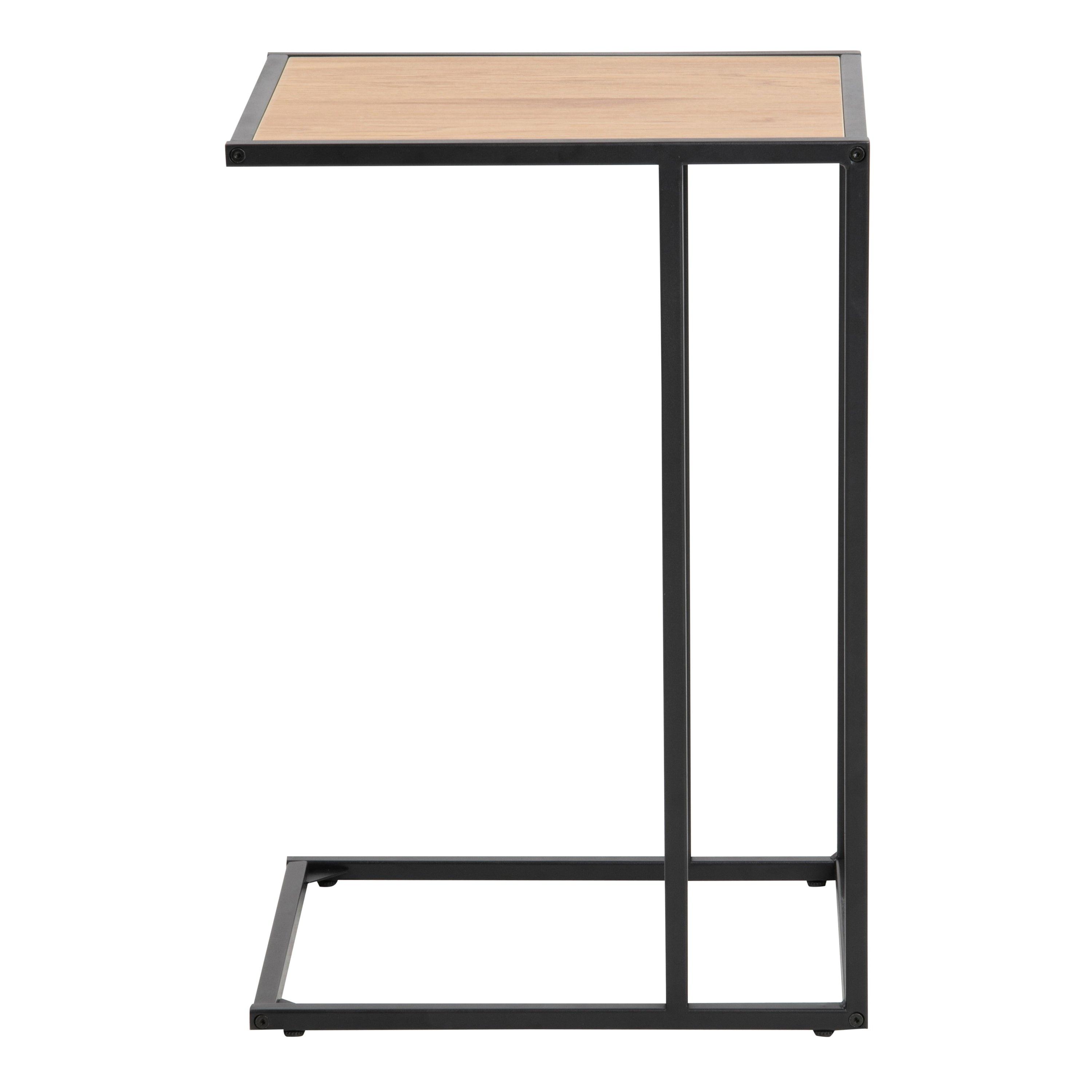 Seaford Black Metal Side Table with Oak Top - image 2