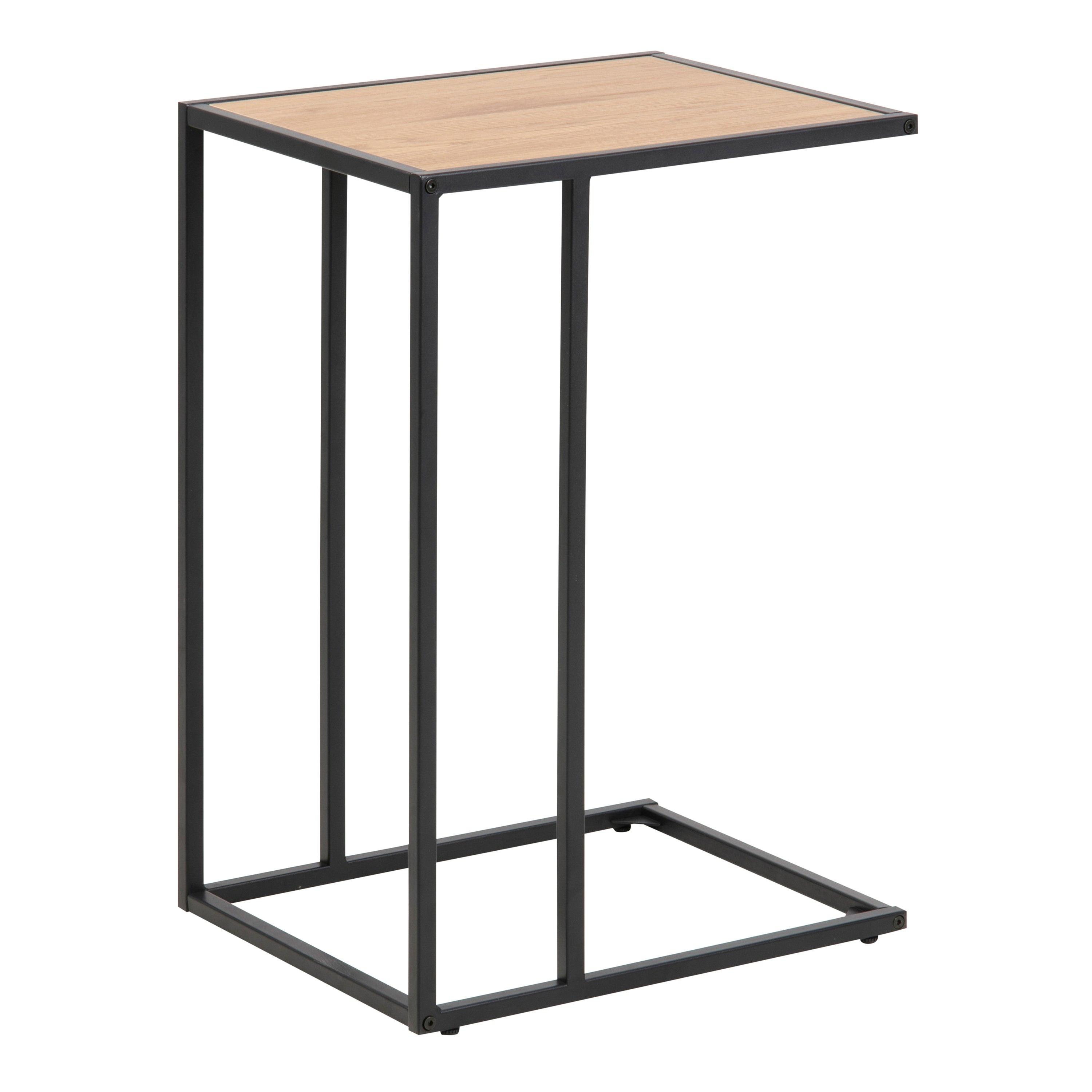 Seaford Black Metal Side Table with Oak Top - image 3