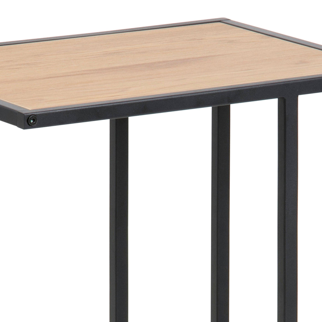 Seaford Black Metal Side Table with Oak Top - image 6