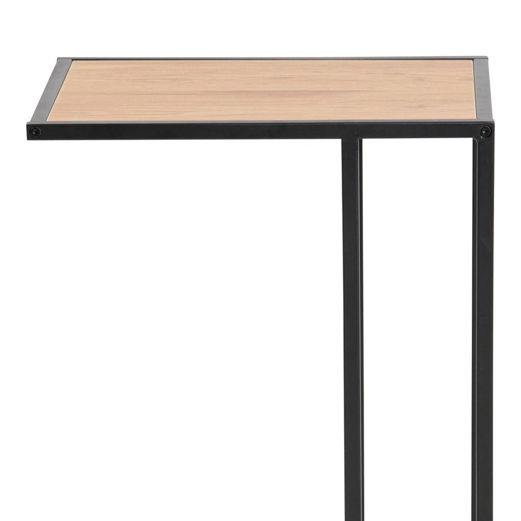 Seaford Black Metal Side Table with Oak Top - image 7