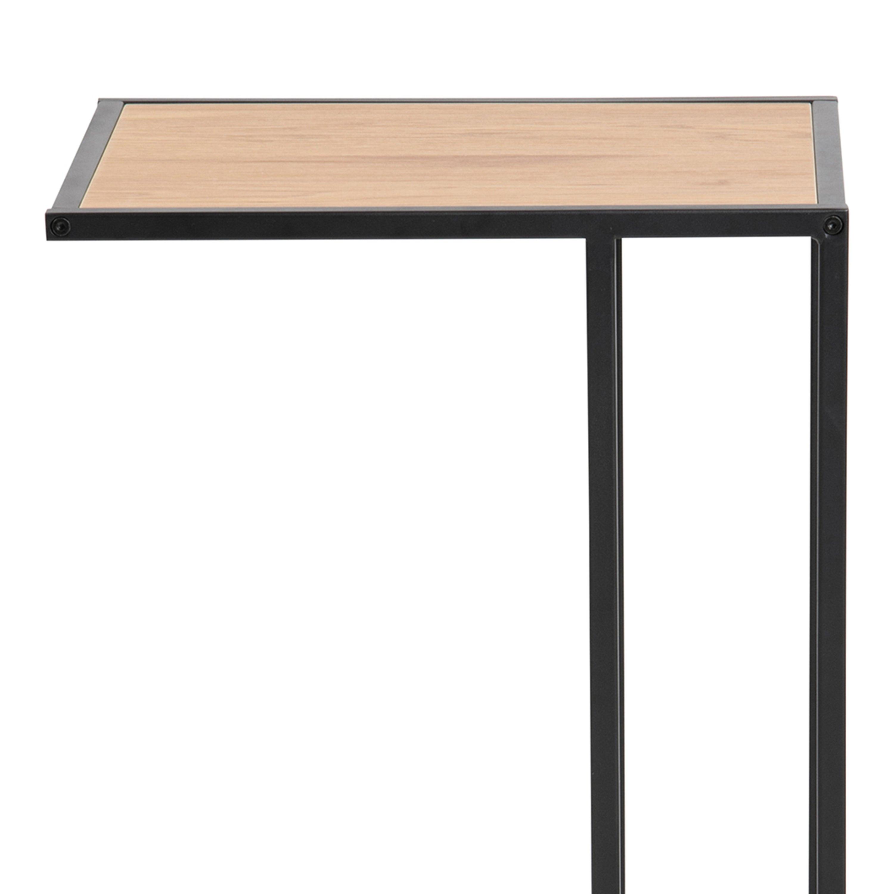 Seaford Black Metal Side Table with Oak Top - image 7