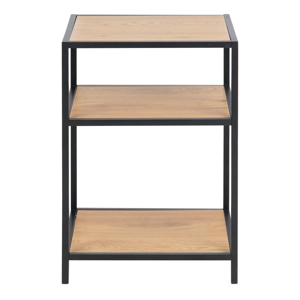 Seaford Black Metal Bedside Table with 2 Oak Shelves - image 2