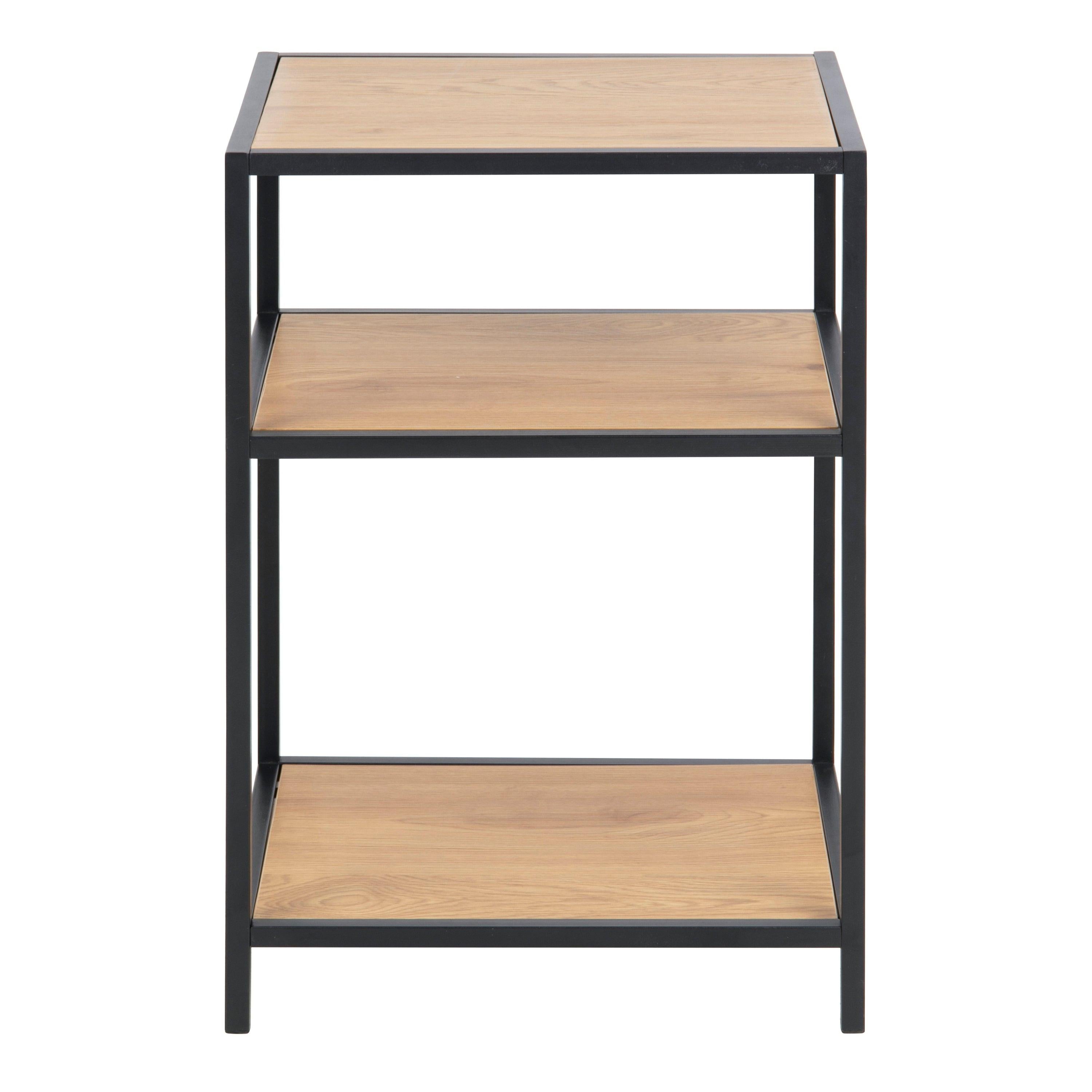 Seaford Black Metal Bedside Table with 2 Oak Shelves - image 2