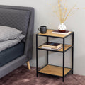 Seaford Black Metal Bedside Table with 2 Oak Shelves - image 3