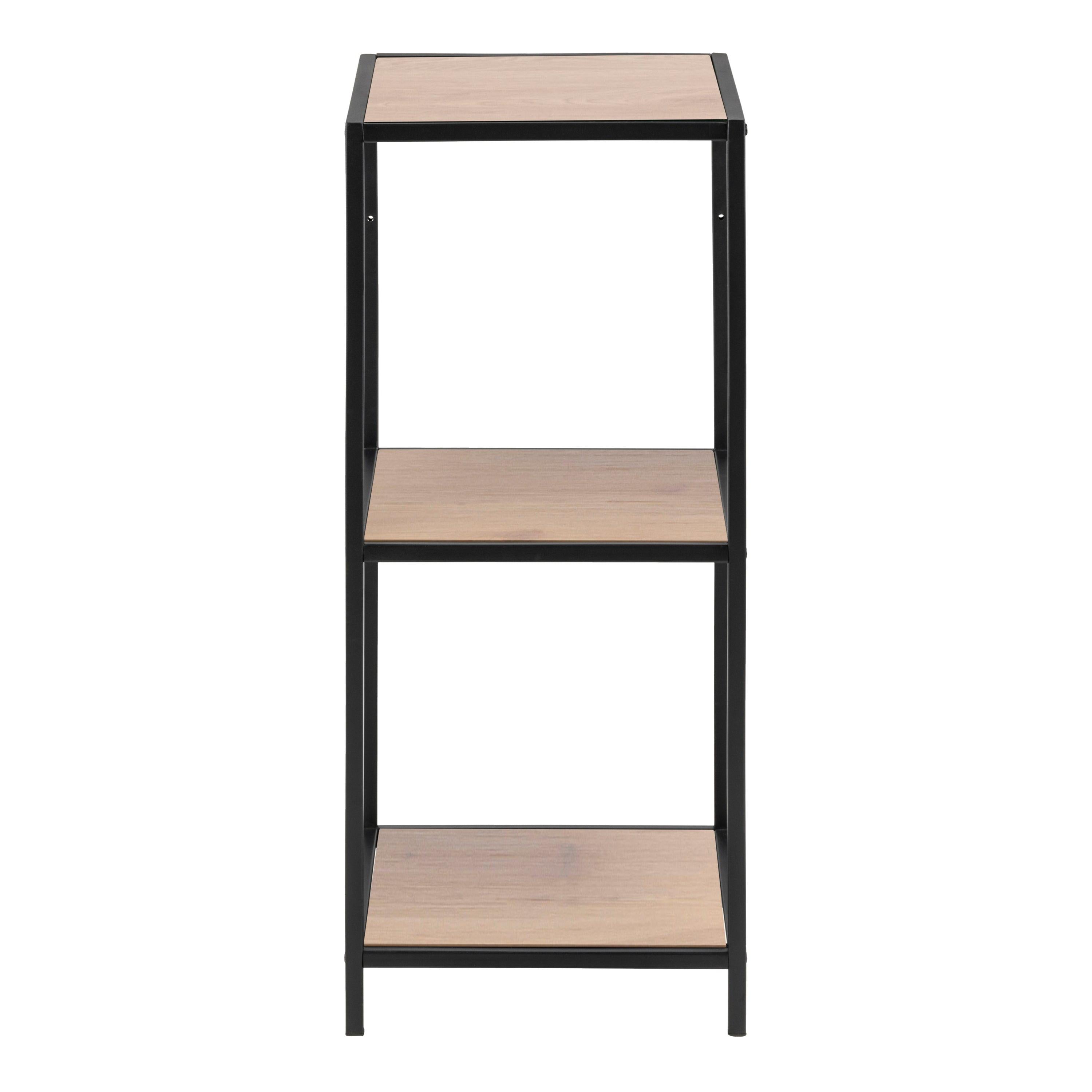 Seaford Narrow Black Metal Bookcase with 2 Oak Shelves - image 2