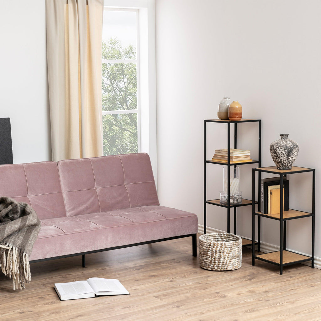 Seaford Narrow Black Metal Bookcase with 2 Oak Shelves - image 3