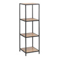 Seaford Narrow Black Metal Bookcase with 3 Oak Shelves