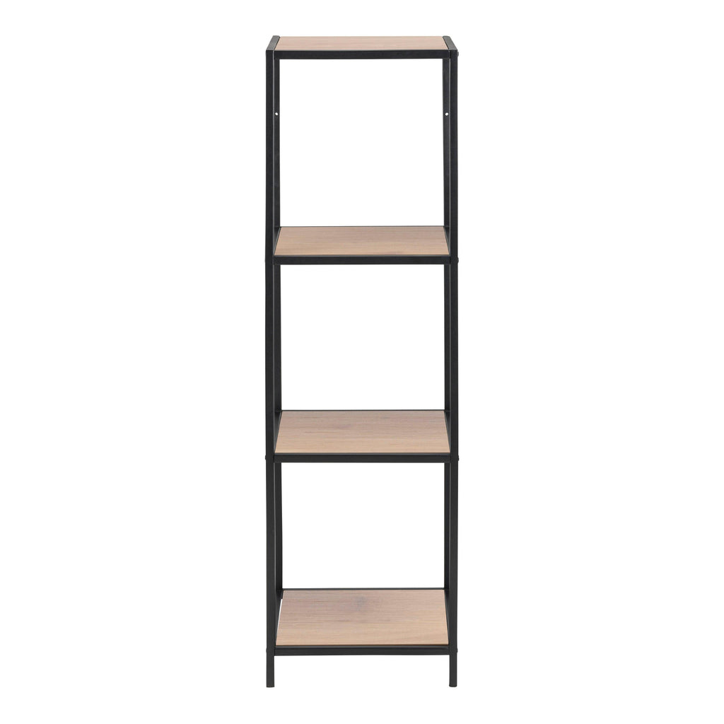 Seaford Narrow Black Metal Bookcase with 3 Oak Shelves - image 2