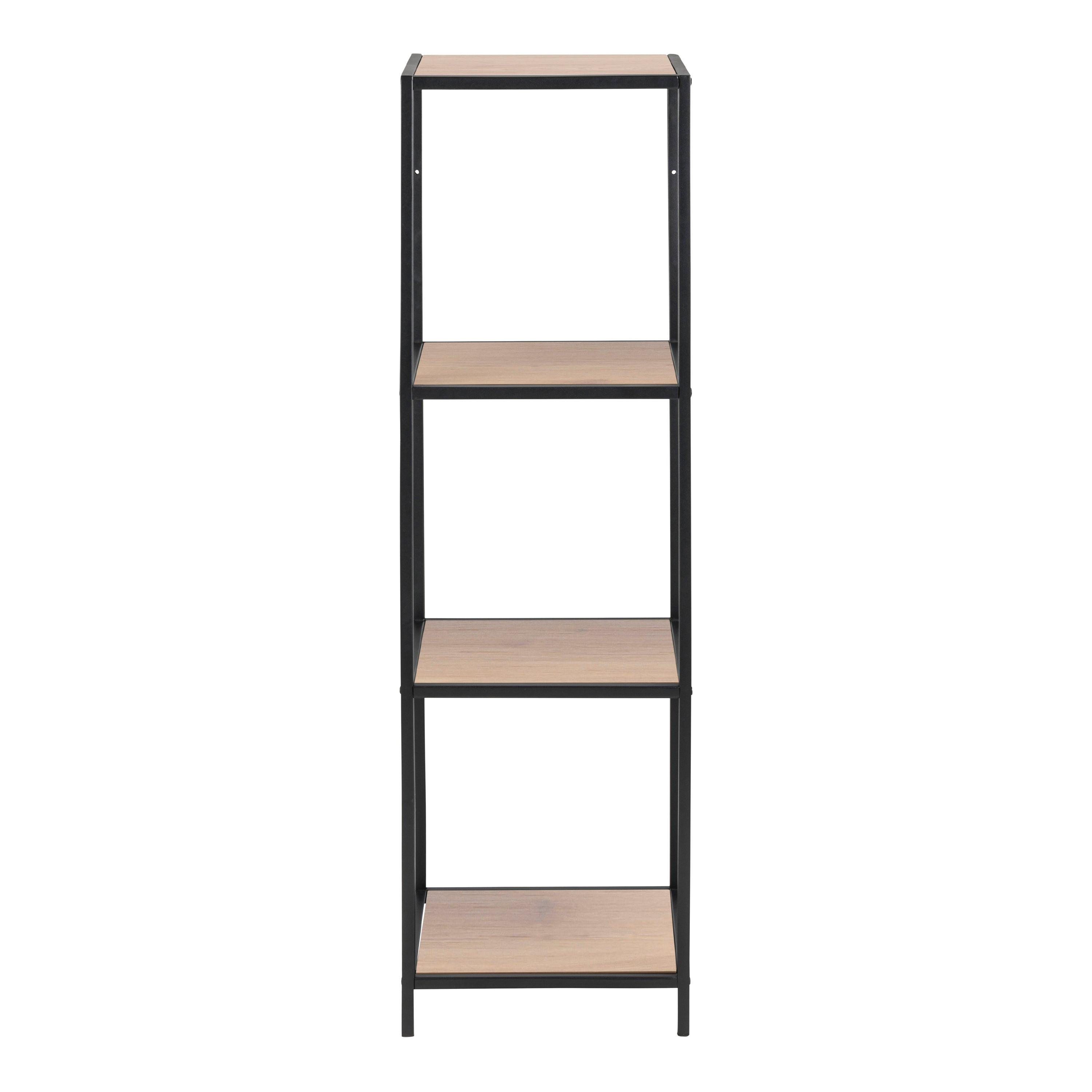 Seaford Narrow Black Metal Bookcase with 3 Oak Shelves - image 2