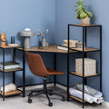 Seaford Narrow Black Metal Bookcase with 3 Oak Shelves - image 4
