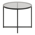 Cross Round Metal Side Table with Smoked Glass Top - image 2