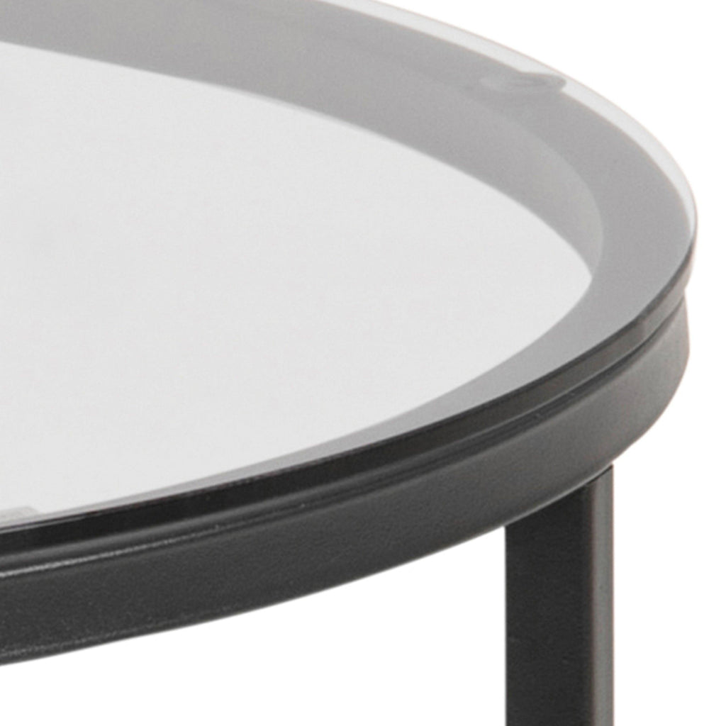 Cross Round Metal Side Table with Smoked Glass Top - image 5
