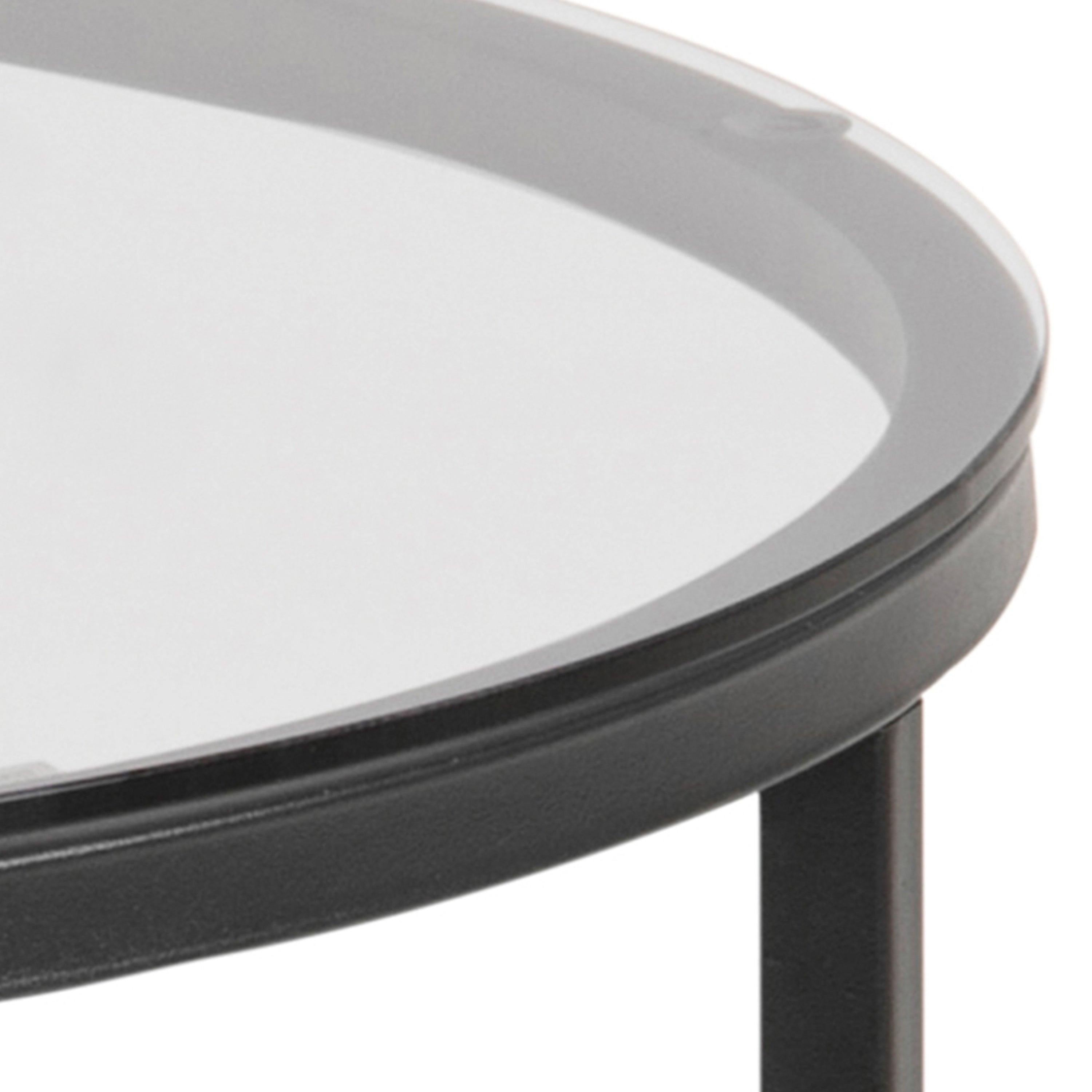 Cross Round Metal Side Table with Smoked Glass Top - image 5
