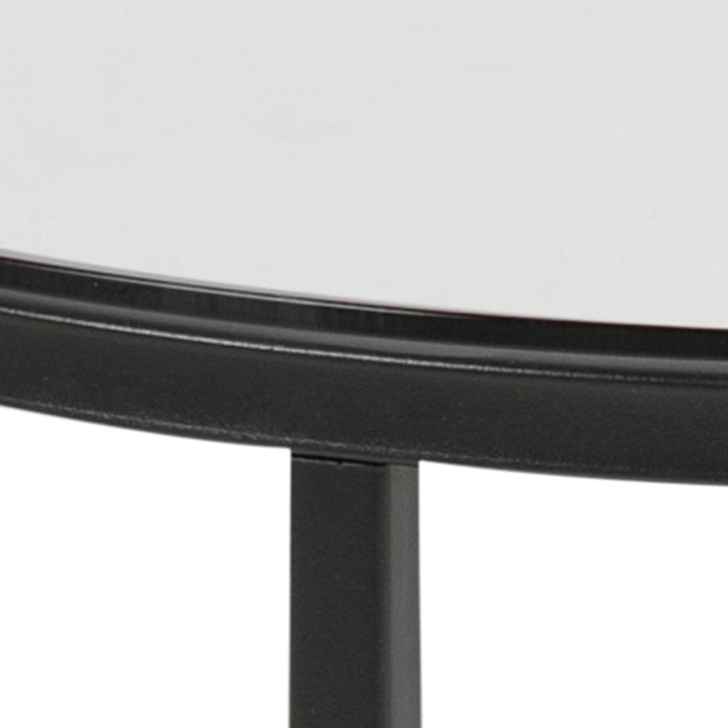 Cross Round Metal Side Table with Smoked Glass Top - image 6
