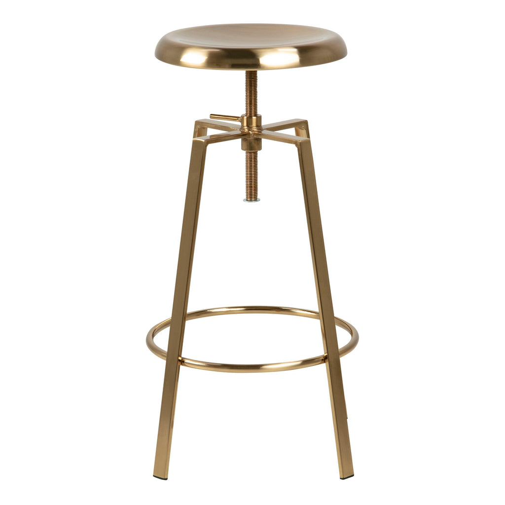 Goose Bar Stool Without Back in Gold Brushed Steel with Adjustable Height - image 2