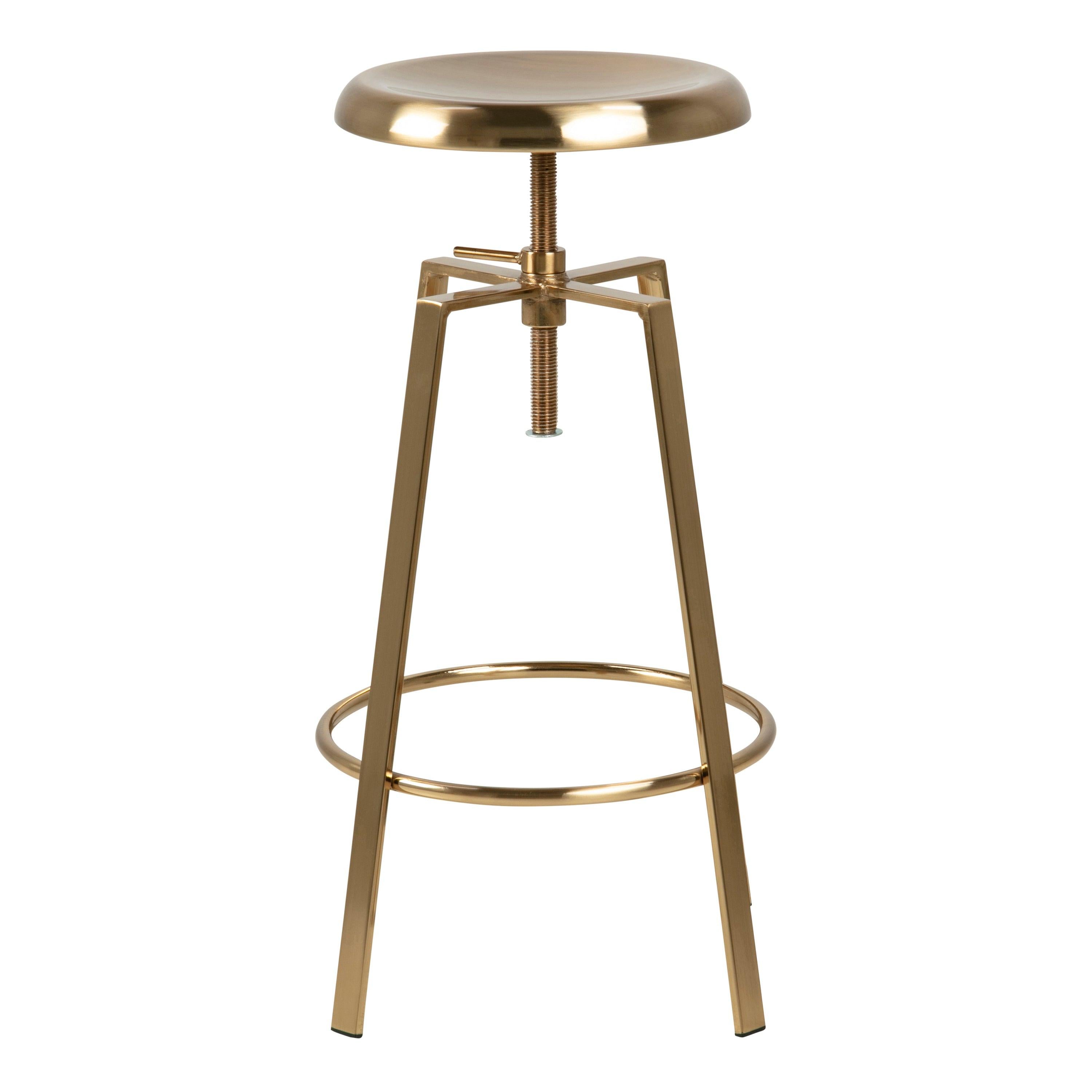 Goose Bar Stool Without Back in Gold Brushed Steel with Adjustable Height - image 2