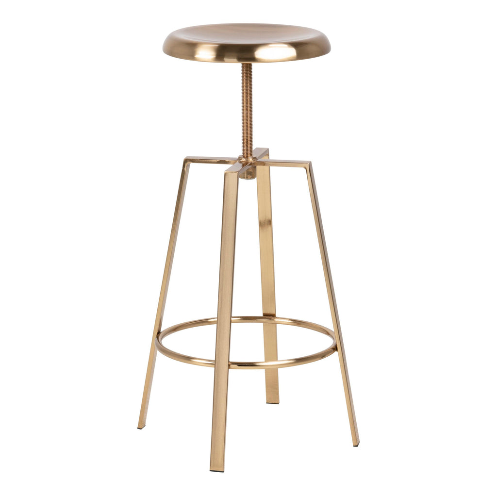 Goose Bar Stool Without Back in Gold Brushed Steel with Adjustable Height - image 3