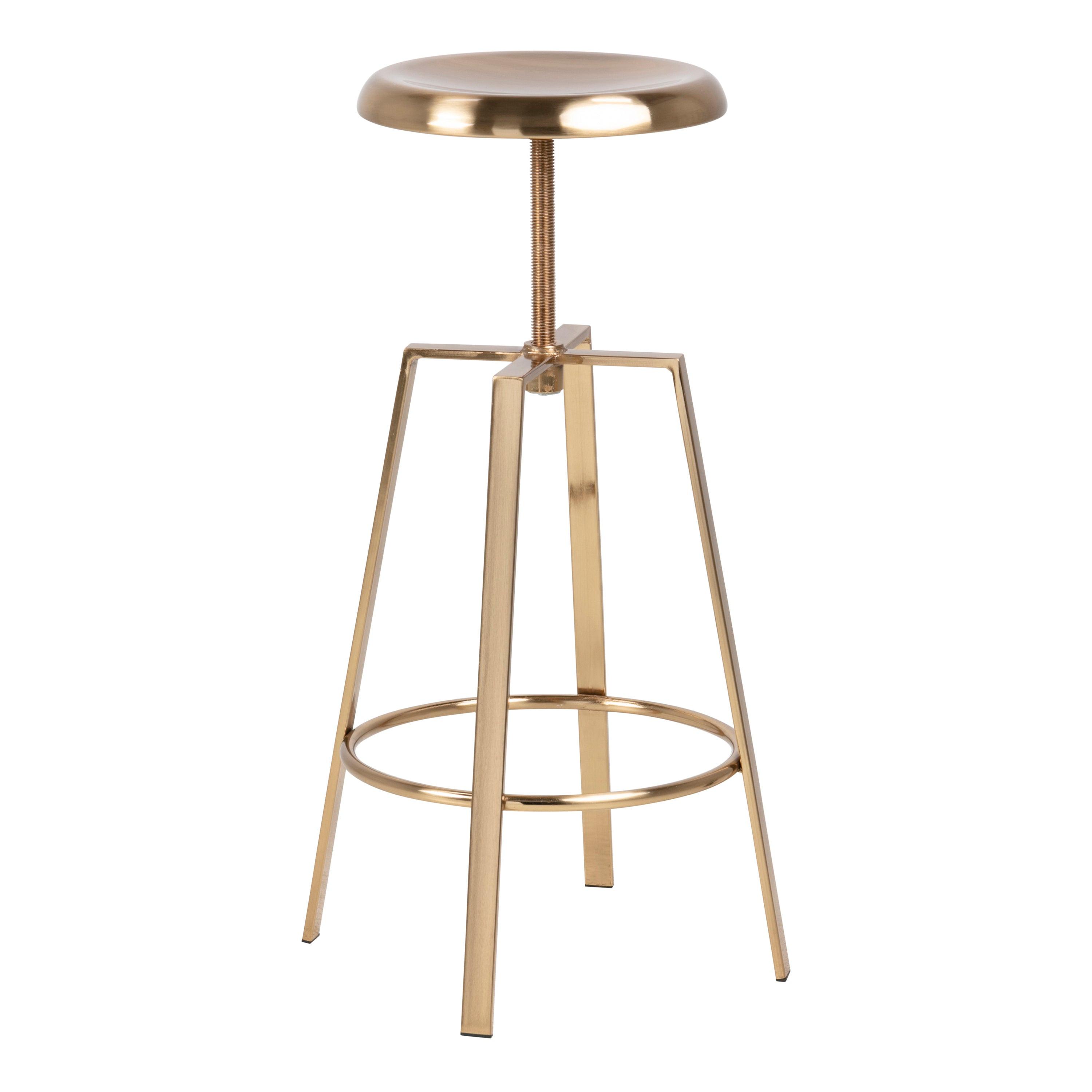 Goose Bar Stool Without Back in Gold Brushed Steel with Adjustable Height - image 3