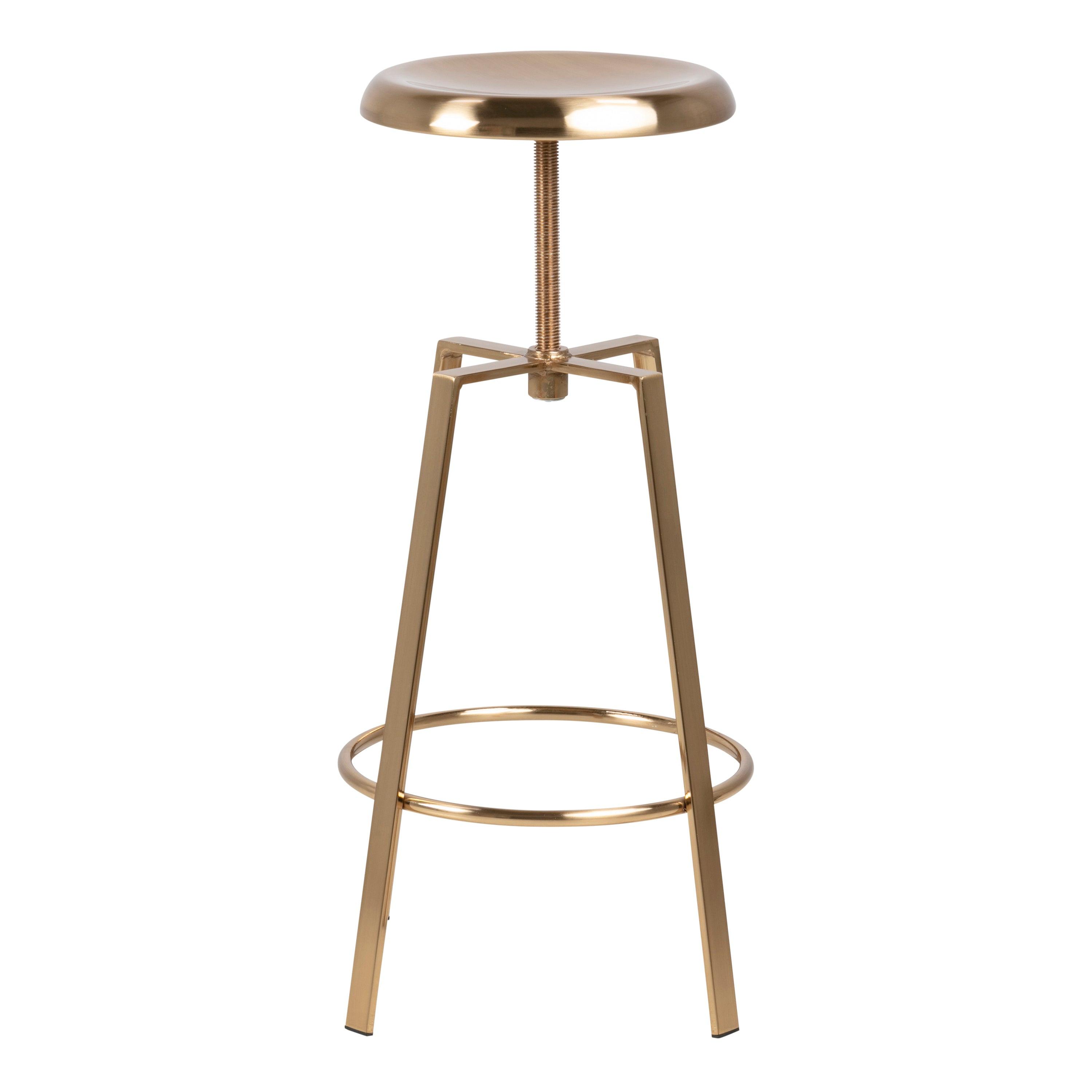 Goose Bar Stool Without Back in Gold Brushed Steel with Adjustable Height - image 4