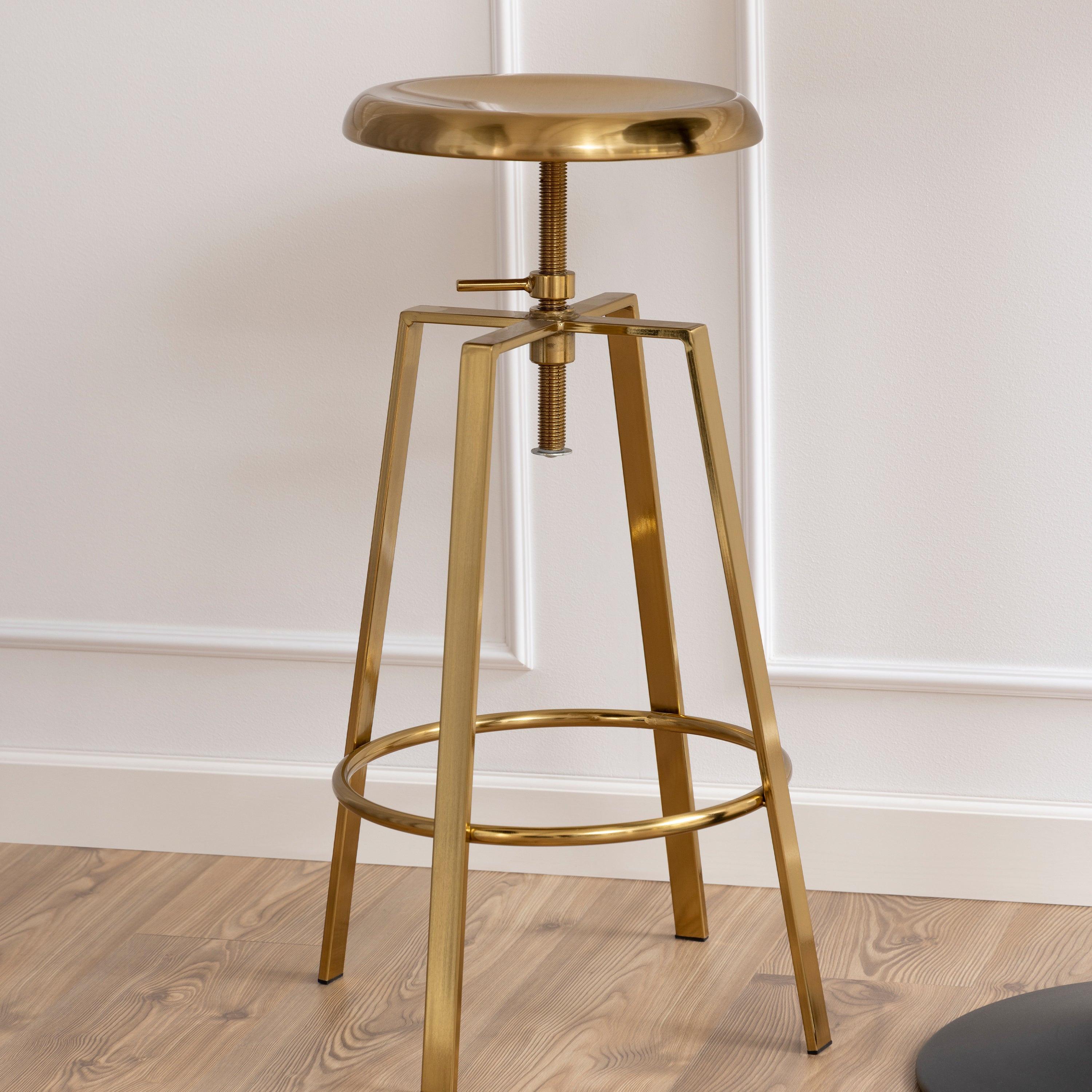 Goose Bar Stool Without Back in Gold Brushed Steel with Adjustable Height - image 6