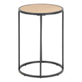 Seaford Black Metal Small Round Side Table with Oak Top - image 2