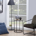 Seaford Black Metal Small Round Side Table with Oak Top - image 3