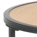 Seaford Black Metal Small Round Side Table with Oak Top - image 5