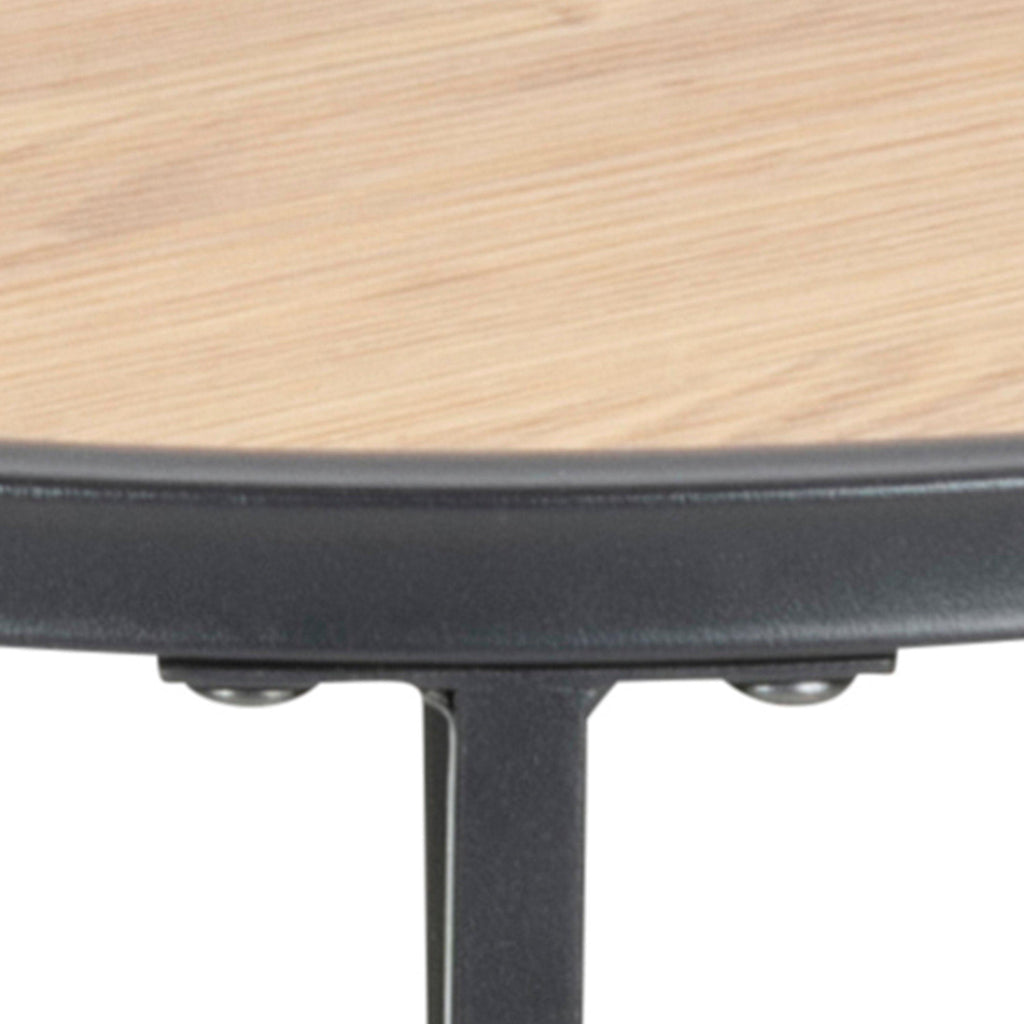 Seaford Black Metal Small Round Side Table with Oak Top - image 6