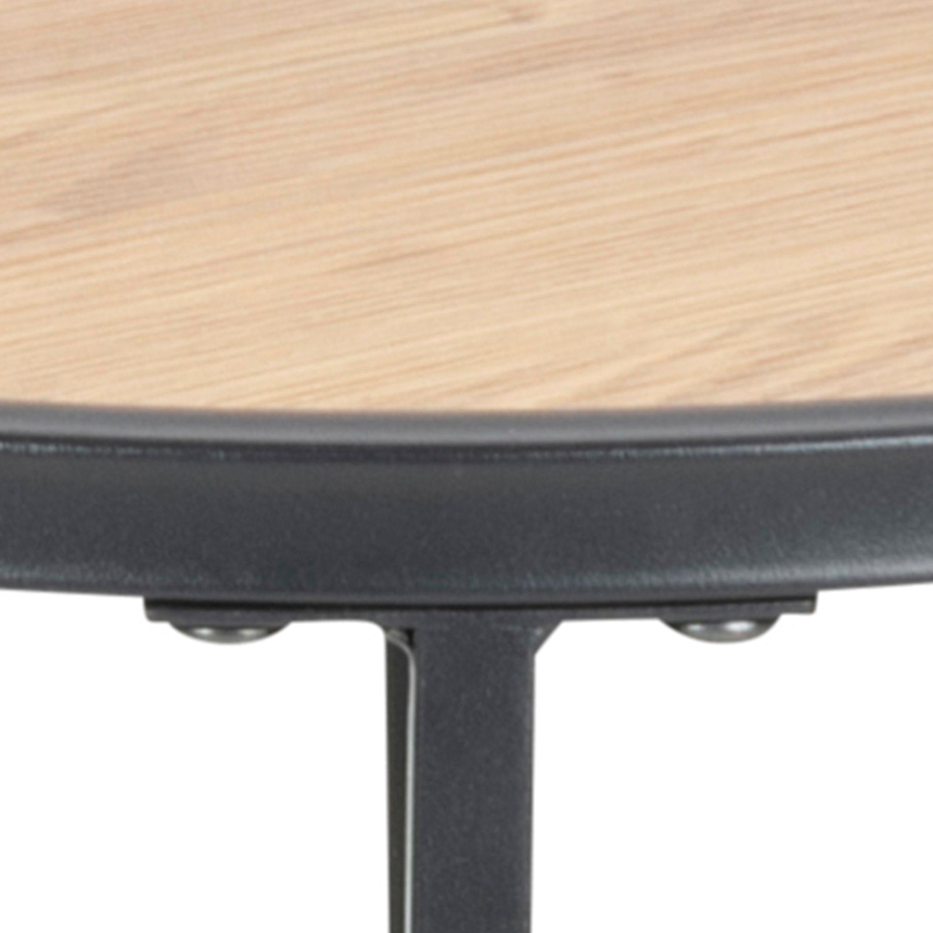 Seaford Black Metal Small Round Side Table with Oak Top - image 6