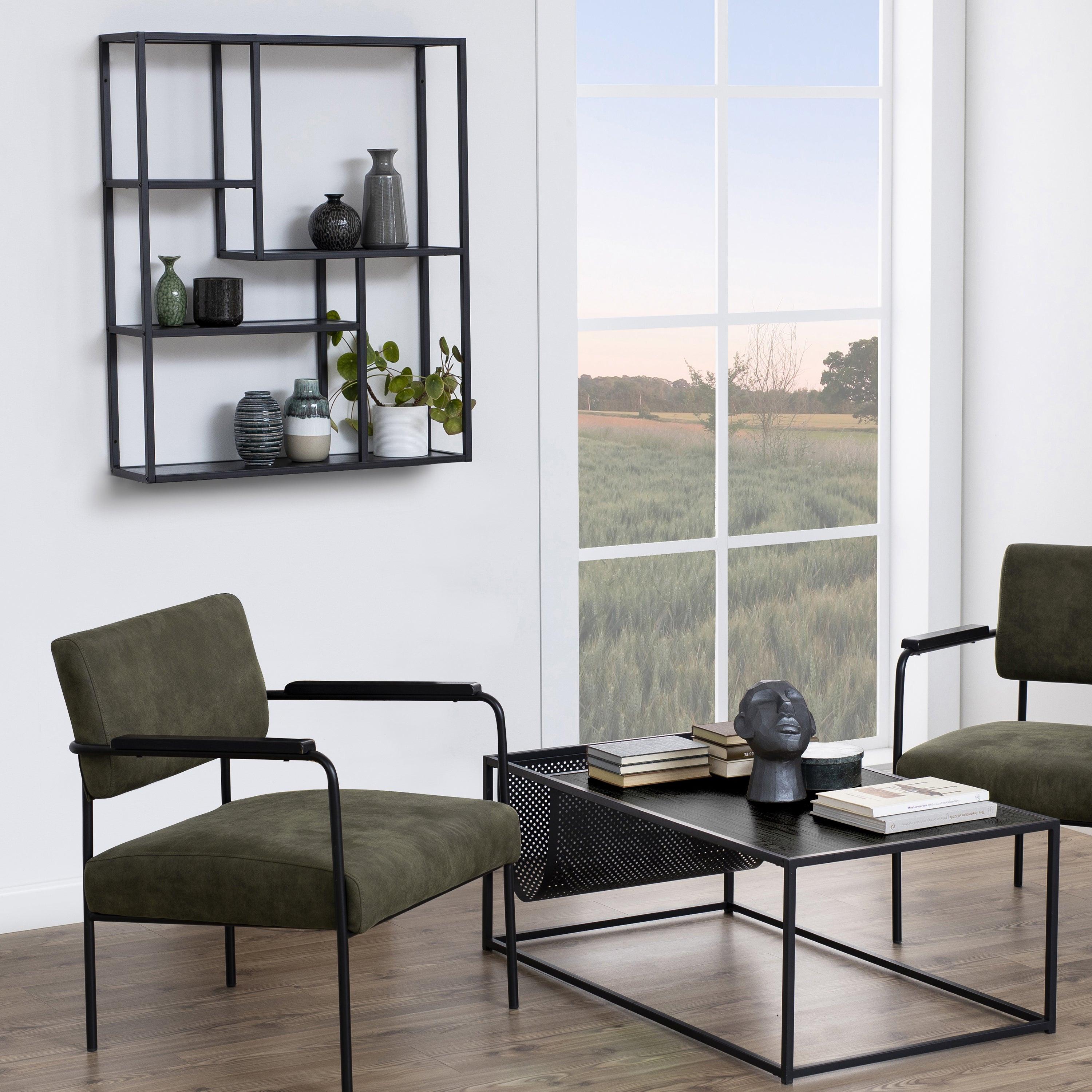 Seaford Black Metal Wall Shelf with 3 Additional Black Shelves - image 4
