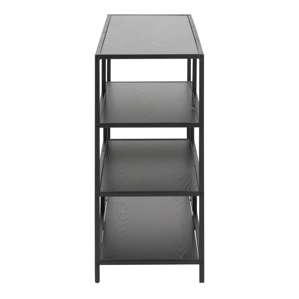 Seaford Wide Black Metal Bookcase with 4 Black Oak Shelves - image 3