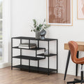Seaford Wide Black Metal Bookcase with 4 Black Oak Shelves - image 4
