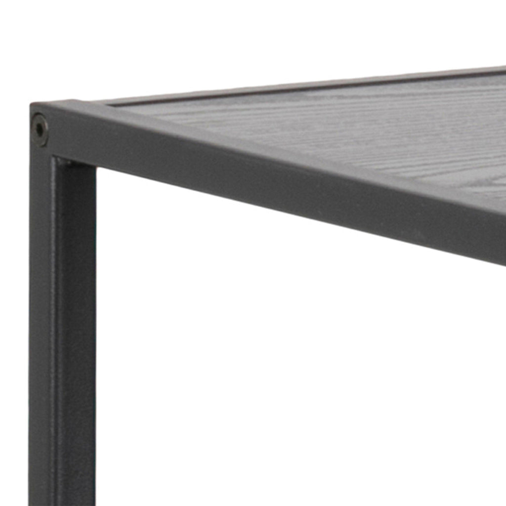 Seaford Wide Black Metal Bookcase with 4 Black Oak Shelves - image 6