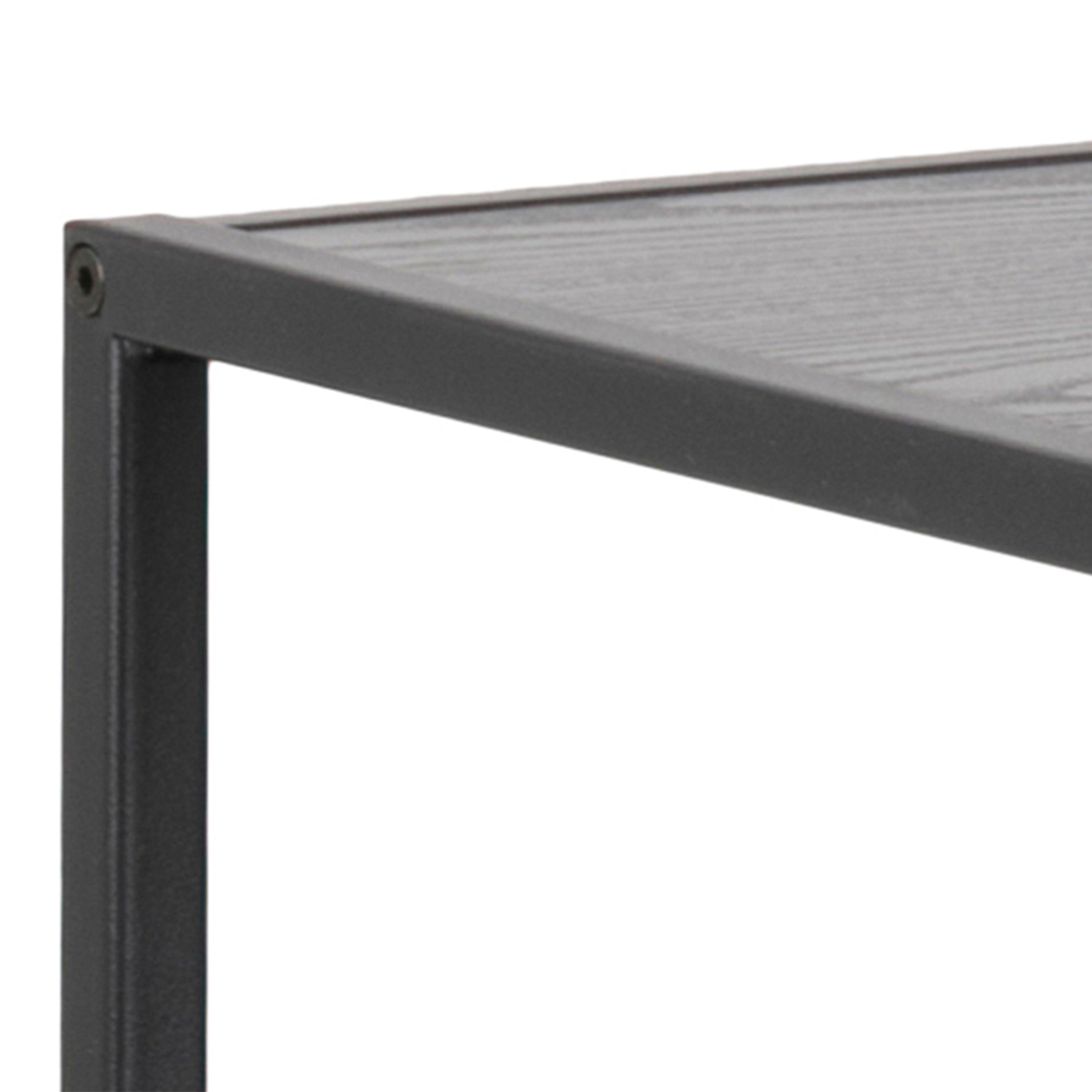 Seaford Wide Black Metal Bookcase with 4 Black Oak Shelves - image 6