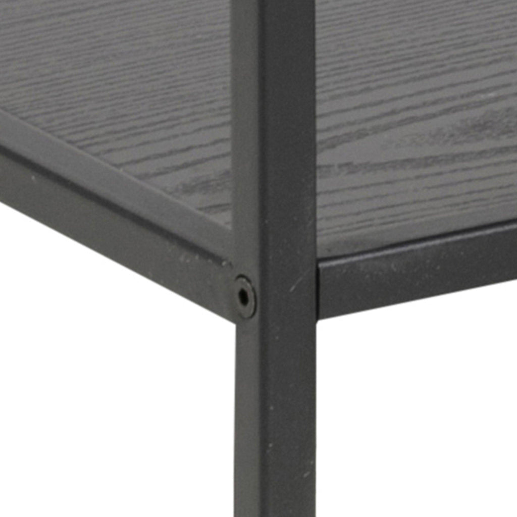 Seaford Wide Black Metal Bookcase with 4 Black Oak Shelves - image 8