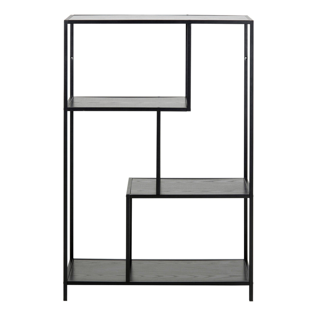 Seaford Black Metal Asymmetrical Bookcase with 3 Black Shelves - image 2