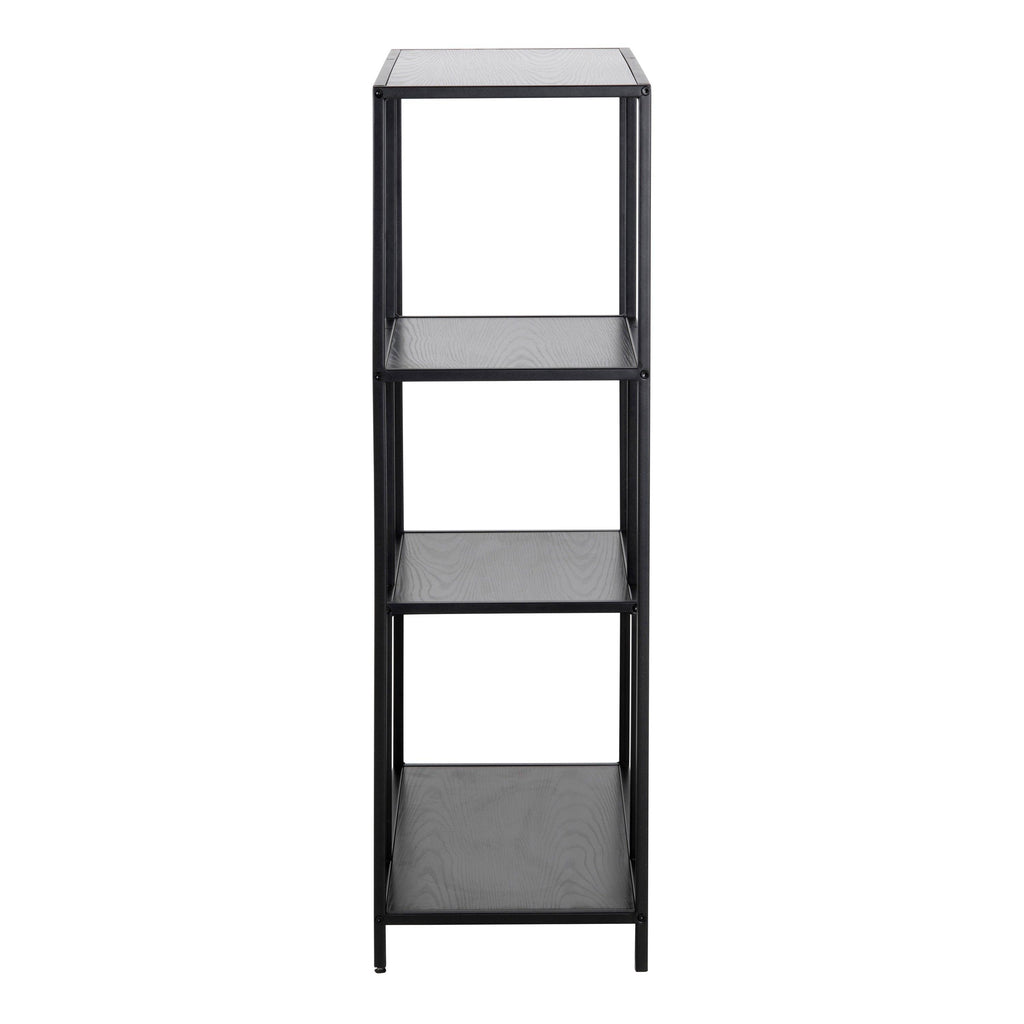 Seaford Black Metal Asymmetrical Bookcase with 3 Black Shelves - image 3