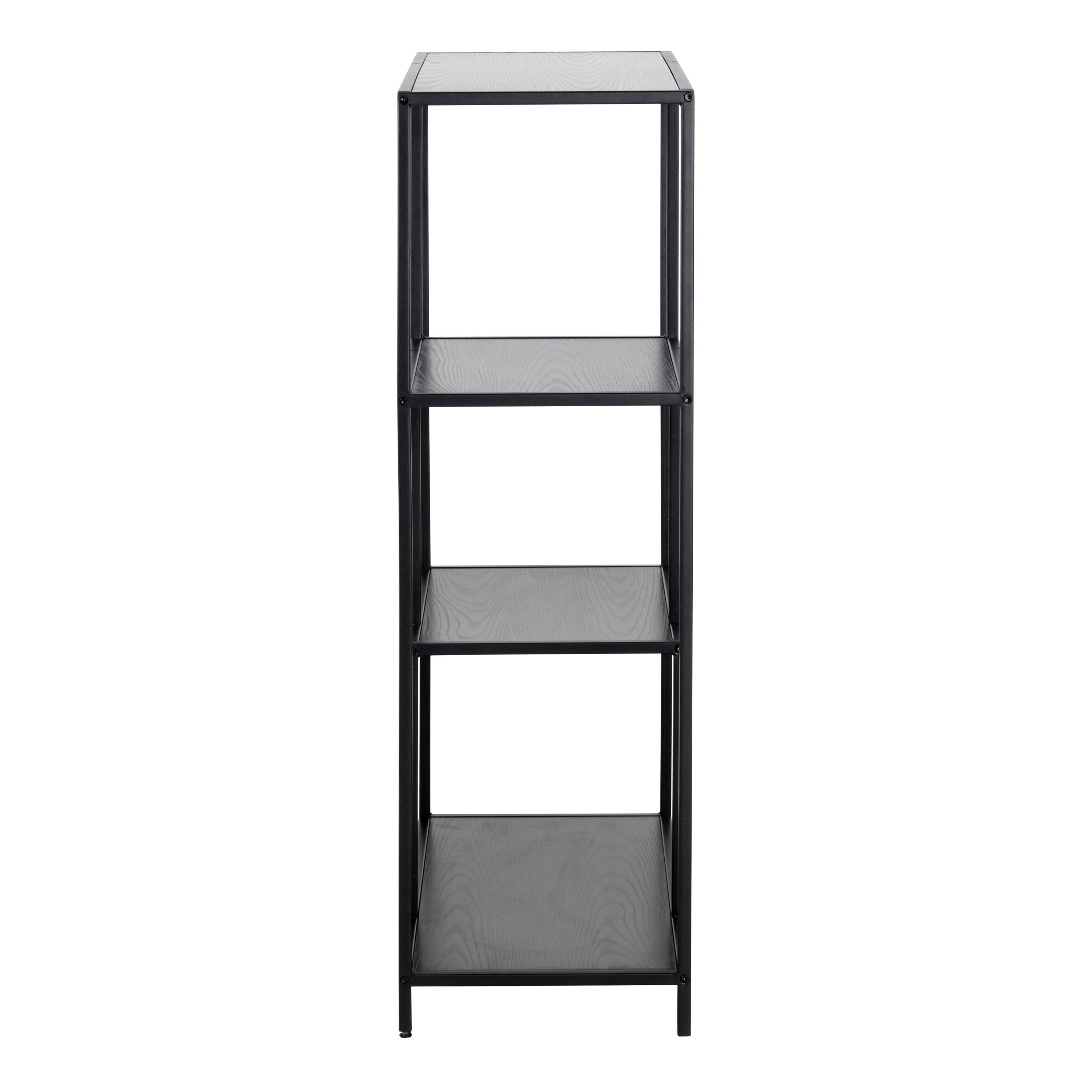 Seaford Black Metal Asymmetrical Bookcase with 3 Black Shelves - image 3