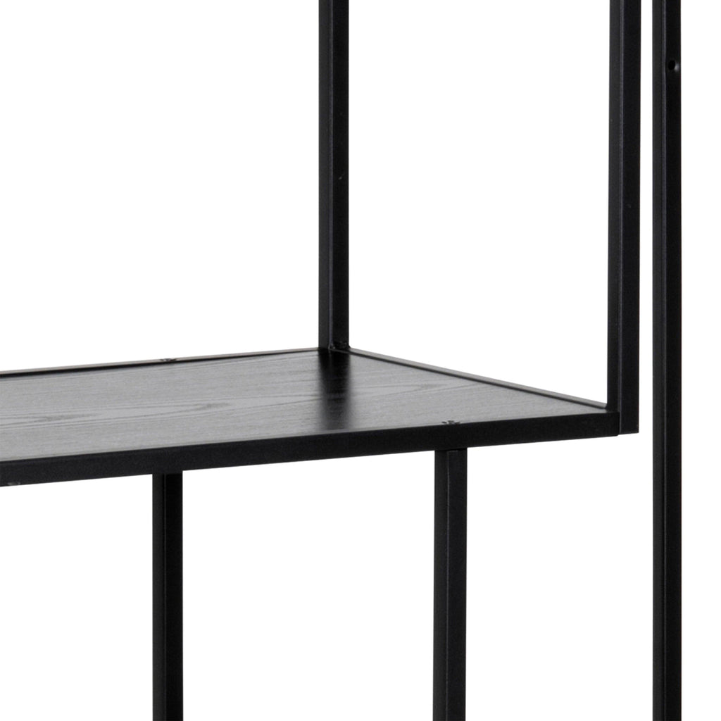 Seaford Black Metal Asymmetrical Bookcase with 3 Black Shelves - image 8