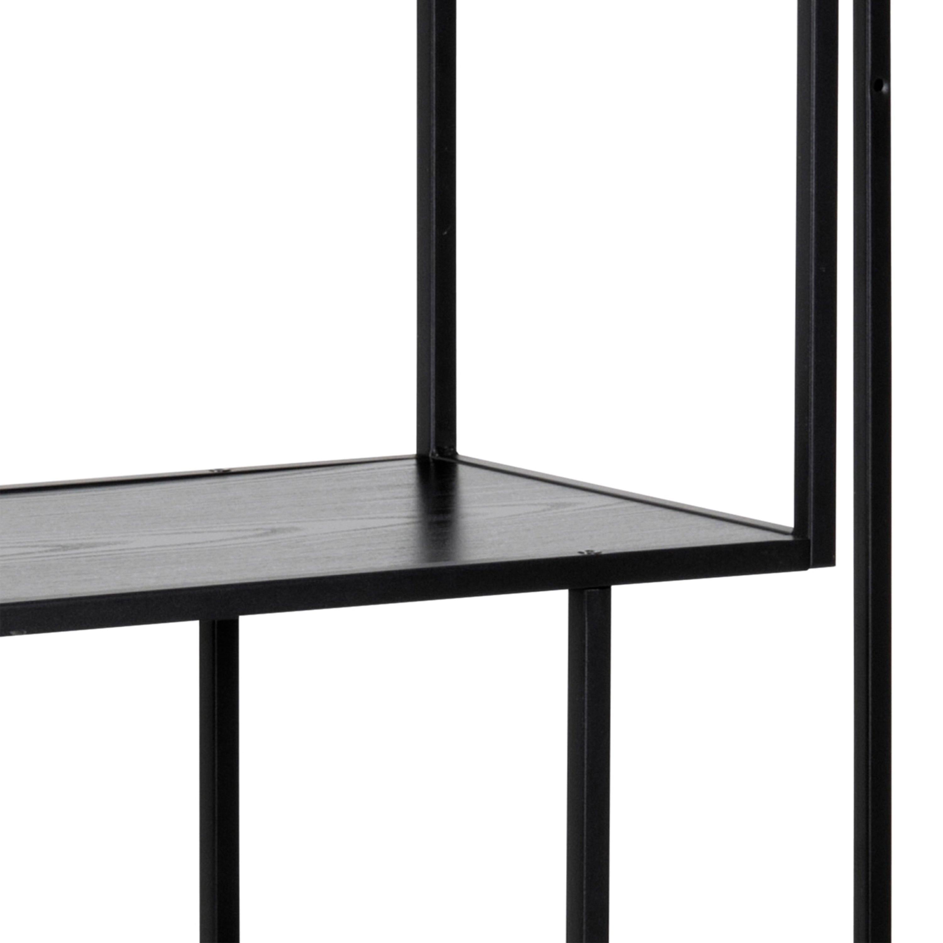 Seaford Black Metal Asymmetrical Bookcase with 3 Black Shelves - image 8