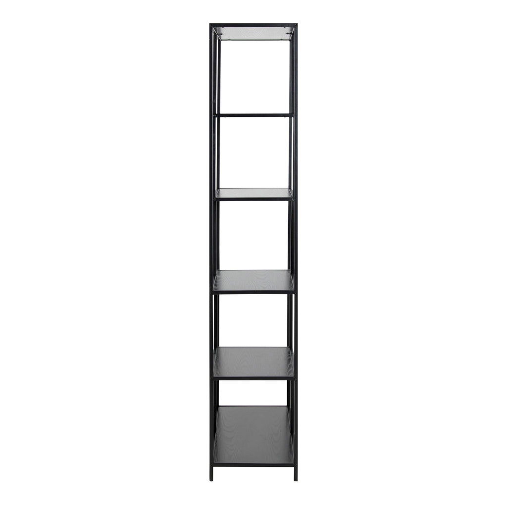 Seaford Tall Black Metal Bookcase with 5 Black Shelves - image 3