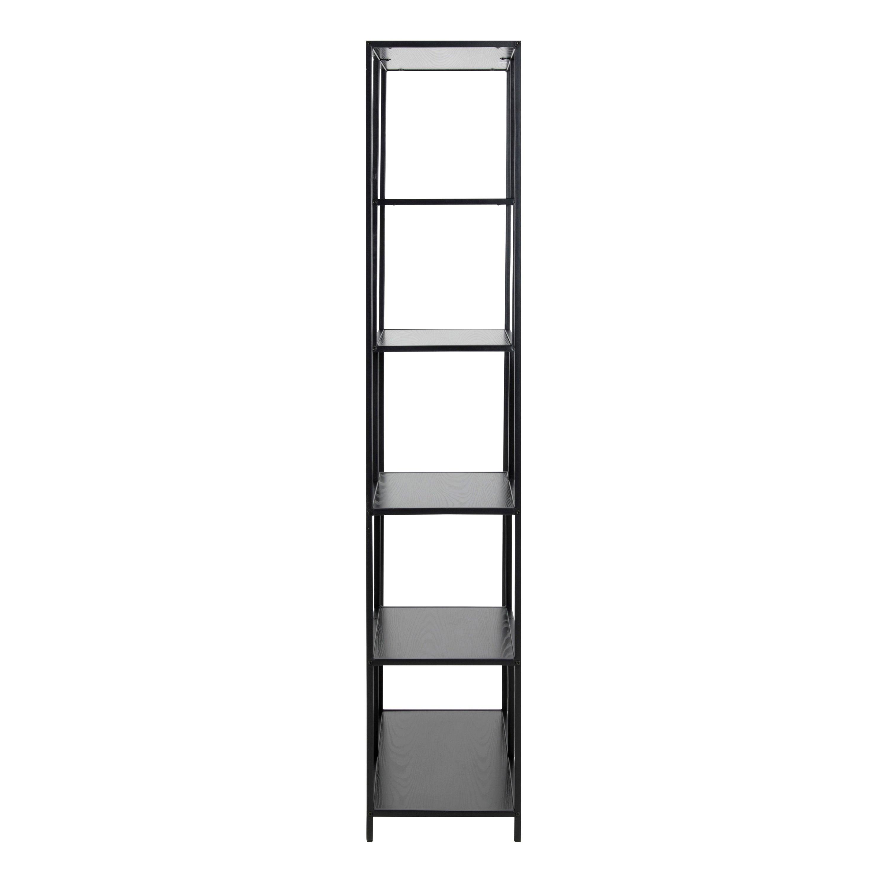 Seaford Tall Black Metal Bookcase with 5 Black Shelves - image 3
