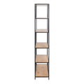 Seaford Black Metal Large Asymmetrical Bookcase with 5 Oak Shelves - image 3