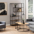 Seaford Black Metal Large Asymmetrical Bookcase with 5 Oak Shelves - image 4