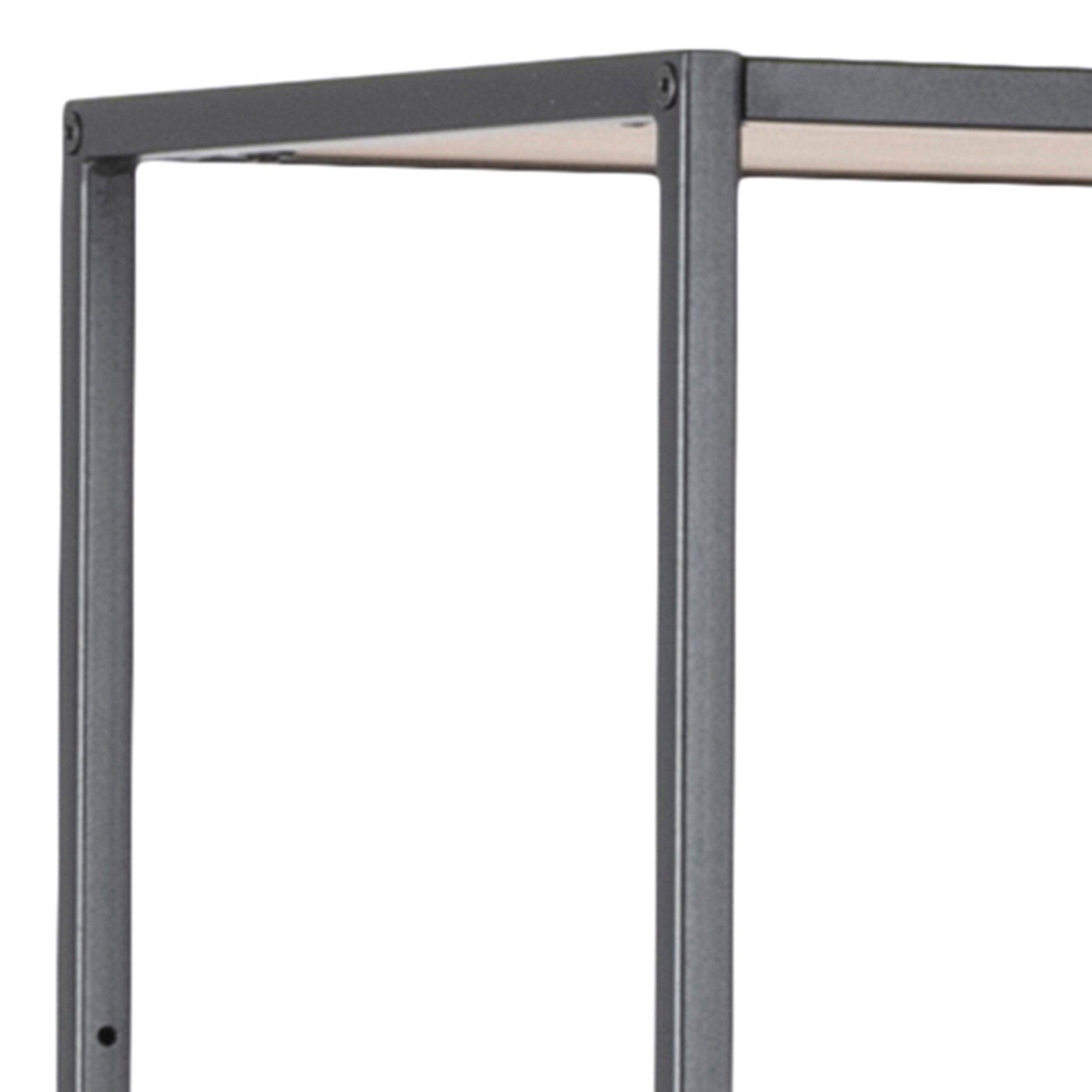 Seaford Black Metal Large Asymmetrical Bookcase with 5 Oak Shelves - image 6